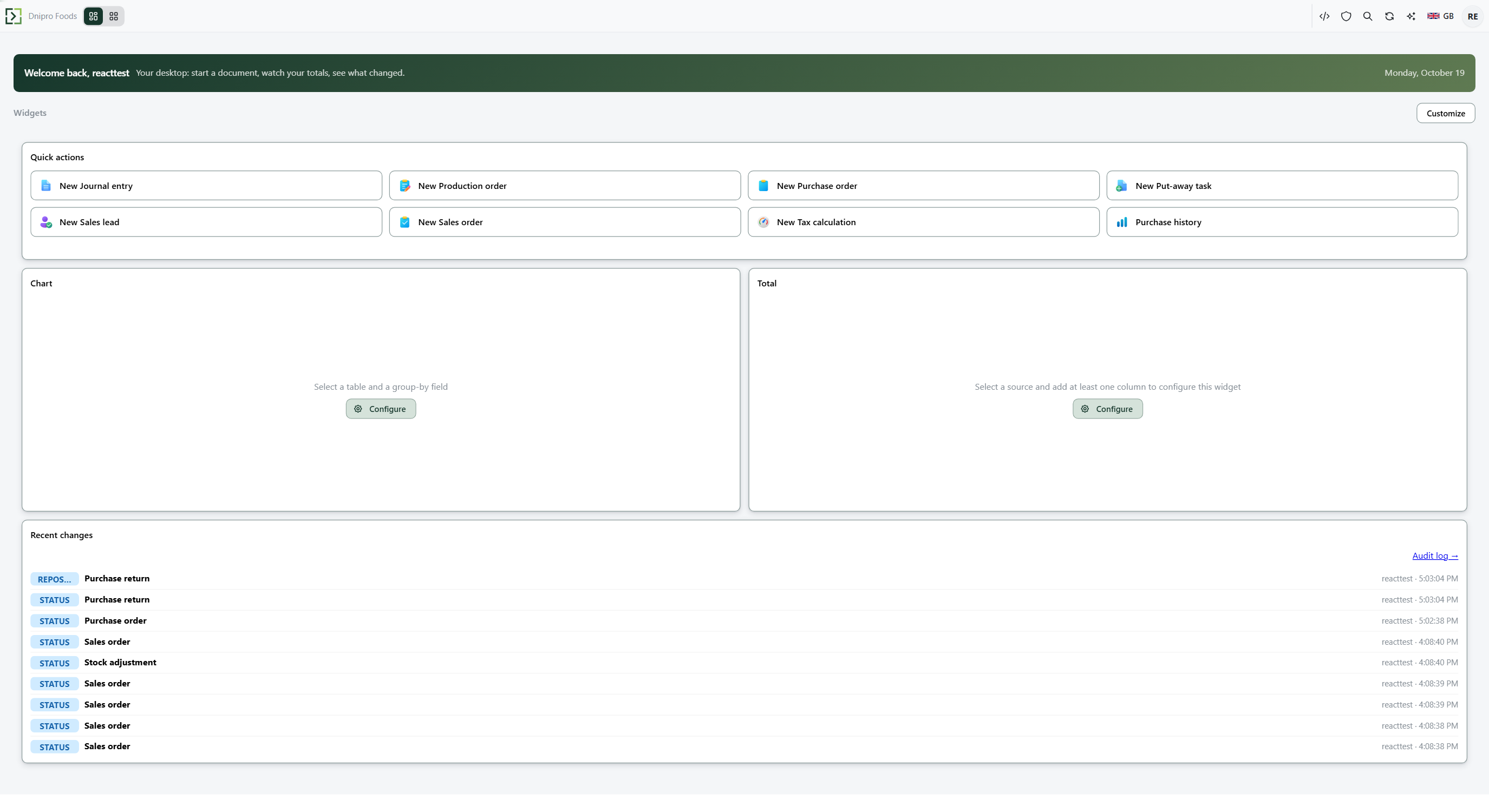 ZuloOne dashboard with the module launcher